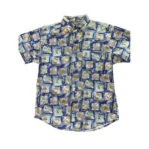 Vintage 90s McGREGOR‎ Tapa Patchwork Aloha Shirt Cotton Mens M Hawaiian Camp